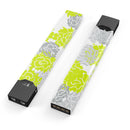 Gray and Lime Green Cartoon Roses - Premium Decal Protective Skin-Wrap Sticker compatible with the Juul Labs vaping device