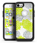 Gray and Lime Green Cartoon Roses - iPhone 7 or 7 Plus Commuter Case Skin Kit