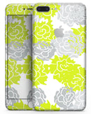 Gray and Lime Green Cartoon Roses - Skin-kit for the iPhone 8 or 8 Plus