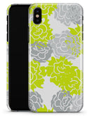 Gray and Lime Green Cartoon Roses - iPhone X Clipit Case