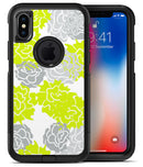 Gray and Lime Green Cartoon Roses - iPhone X OtterBox Case & Skin Kits
