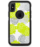Gray and Lime Green Cartoon Roses - iPhone X OtterBox Case & Skin Kits