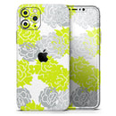 Gray and Lime Green Cartoon Roses  - Protective Skin Wrap & Decal – Compatible with iPhone SE to iPhone 17 Pro Max (All Models)