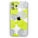 Gray and Lime Green Cartoon Roses  - Protective Skin Wrap & Decal – Compatible with iPhone SE to iPhone 17 Pro Max (All Models)