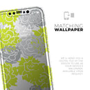 Gray and Lime Green Cartoon Roses  - Protective Skin Wrap & Decal – Compatible with iPhone SE to iPhone 17 Pro Max (All Models)