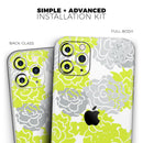 Gray and Lime Green Cartoon Roses  - Protective Skin Wrap & Decal – Compatible with iPhone SE to iPhone 17 Pro Max (All Models)