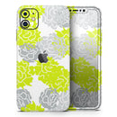 Gray and Lime Green Cartoon Roses  - Protective Skin Wrap & Decal – Compatible with iPhone SE to iPhone 17 Pro Max (All Models)