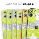 Gray and Lime Green Cartoon Roses - Skin-Kit compatible with the Apple iPhone 13, 13 Pro Max, 13 Mini, 13 Pro, iPhone 12, iPhone 11 (All iPhones Available)