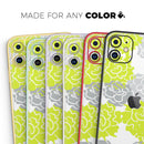 Gray and Lime Green Cartoon Roses  - Protective Skin Wrap & Decal – Compatible with iPhone SE to iPhone 17 Pro Max (All Models)