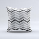 Grayscale Gradient Chevron Zigzag Pattern ink-Fuzed Decorative Throw Pillow