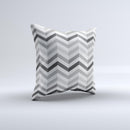 Grayscale Gradient Chevron Zigzag Pattern ink-Fuzed Decorative Throw Pillow