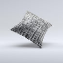 Grayscale Lattice and Flowers ink-Fuzed Decorative Throw Pillow