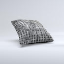 Grayscale Lattice and Flowers ink-Fuzed Decorative Throw Pillow