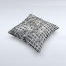 Grayscale Lattice and Flowers ink-Fuzed Decorative Throw Pillow