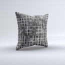 Grayscale Lattice and Flowers ink-Fuzed Decorative Throw Pillow