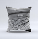 Grayscale Watered Leaf ink-Fuzed Decorative Throw Pillow