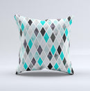 Graytone Diamond Pattern with Teal Highlights Ink-Fuzed Decorative Throw Pillow