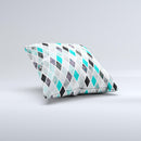Graytone Diamond Pattern with Teal Highlights Ink-Fuzed Decorative Throw Pillow