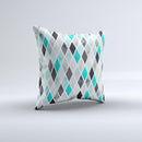 Graytone Diamond Pattern with Teal Highlights Ink-Fuzed Decorative Throw Pillow