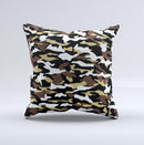 Green-Tan White Traditional Camouflage ink-Fuzed Decorative Throw Pillow