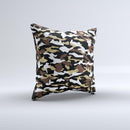 Green-Tan White Traditional Camouflage ink-Fuzed Decorative Throw Pillow