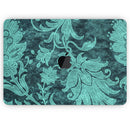 Green and Teal Floral Velvet - Skin Decal Wrap Kit Compatible with the Apple MacBook Pro, Pro with Touch Bar or Air (11", 12", 13", 15" & 16" - All Versions Available)