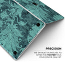Green and Teal Floral Velvet - Skin Decal Wrap Kit Compatible with the Apple MacBook Pro, Pro with Touch Bar or Air (11", 12", 13", 15" & 16" - All Versions Available)