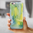 Green 211 Absorbed Watercolor Texture iPhone 6/6s or 6/6s Plus 2-Piece Hybrid INK-Fuzed Case