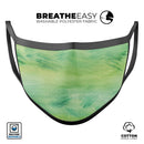 Green 321 Absorbed Watercolor Texture - Made in USA Mouth Cover Unisex Anti-Dust Cotton Blend Reusable & Washable Face Mask with Adjustable Sizing for Adult or Child
