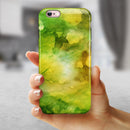 Green 863 Absorbed Watercolor Texture iPhone 6/6s or 6/6s Plus 2-Piece Hybrid INK-Fuzed Case