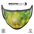Green 863 Absorbed Watercolor Texture - Made in USA Mouth Cover Unisex Anti-Dust Cotton Blend Reusable & Washable Face Mask with Adjustable Sizing for Adult or Child