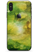 Green 863 Absorbed Watercolor Texture - iPhone X Skin-Kit