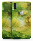 Green 863 Absorbed Watercolor Texture - iPhone X Skin-Kit