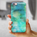 Green 979 Absorbed Watercolor Texture iPhone 6/6s or 6/6s Plus 2-Piece Hybrid INK-Fuzed Case