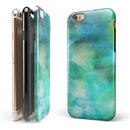 Green 979 Absorbed Watercolor Texture iPhone 6/6s or 6/6s Plus 2-Piece Hybrid INK-Fuzed Case