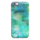 Green 979 Absorbed Watercolor Texture iPhone 6/6s or 6/6s Plus 2-Piece Hybrid INK-Fuzed Case