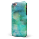 Green 979 Absorbed Watercolor Texture iPhone 6/6s or 6/6s Plus 2-Piece Hybrid INK-Fuzed Case