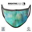 Green 979 Absorbed Watercolor Texture - Made in USA Mouth Cover Unisex Anti-Dust Cotton Blend Reusable & Washable Face Mask with Adjustable Sizing for Adult or Child