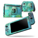 Green 979 Absorbed Watercolor Texture - Vinyl Skin Wrap for Nintendo Switch 2, OLED, Lite, Pro Controller, Wii & Classic Handhelds