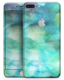 Green 979 Absorbed Watercolor Texture - Skin-kit for the iPhone 8 or 8 Plus