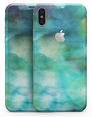 Green 979 Absorbed Watercolor Texture - iPhone X Skin-Kit