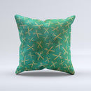 Green And Gold Vintage Scissors ink-Fuzed Decorative Throw Pillow