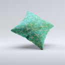 Green And Gold Vintage Scissors ink-Fuzed Decorative Throw Pillow