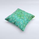 Green And Gold Vintage Scissors ink-Fuzed Decorative Throw Pillow
