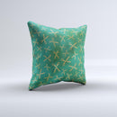 Green And Gold Vintage Scissors ink-Fuzed Decorative Throw Pillow