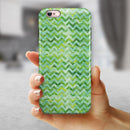 Green Basic Watercolor Chevron Pattern iPhone 6/6s or 6/6s Plus 2-Piece Hybrid INK-Fuzed Case