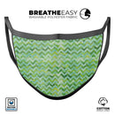 Green Basic Watercolor Chevron Pattern - Made in USA Mouth Cover Unisex Anti-Dust Cotton Blend Reusable & Washable Face Mask with Adjustable Sizing for Adult or Child