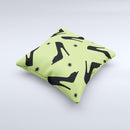Green & Black High-Heel Pattern V12 Ink-Fuzed Decorative Throw Pillow