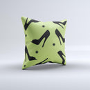 Green & Black High-Heel Pattern V12 Ink-Fuzed Decorative Throw Pillow
