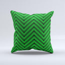 Green Black Sketch Chevron Ink-Fuzed Decorative Throw Pillow